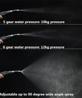 Portable Cordless Steam Cleaner For Car And Home Use showing 5 and 6 gear water pressure adjustable sprayer with wide angle feature.