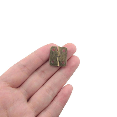 Mini Vintage Hinges Set With Screws, 20 Piece Bronze Pocket Flush Hinges For Gift Boxes, Dollhouses, Cabinets And Jewelry Boxes