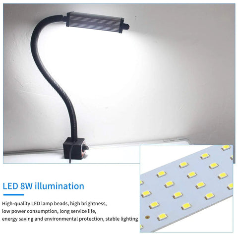 Magnetic LED Work Light With 44 LEDs, Beefy Gooseneck Lamp, Waterproof IP66, 800 Lumen, 19 Inch Flexible Arm, 120 Volt Power