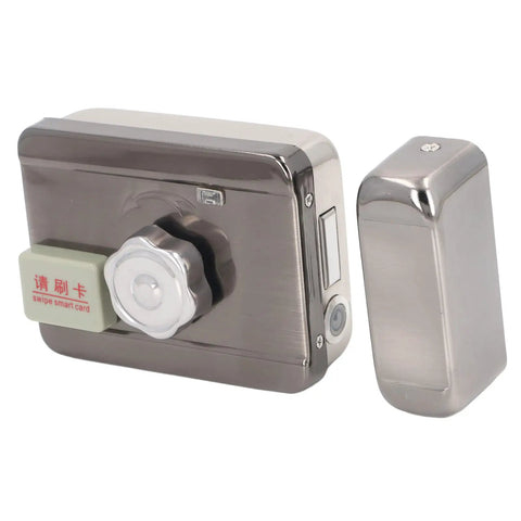 Top Shelf Electronic Deadbolt Door Lock With Dual Remote Controls And Extended Battery Power, metal finish, keyless setup.