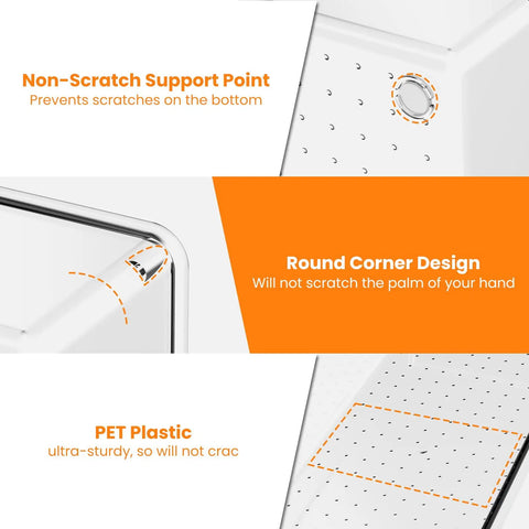 Focus on PET plastic with non-scratch support points and round corner design for 6 Pack Large Clear Drawer Organizer Set Made Of Acrylic