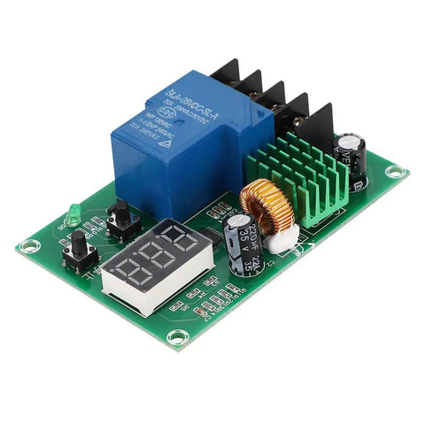 Super Tight 60V Battery Charging Control Board Compact Power Module For Custom EV Solar DIY Battery Systems With Lithium Ion Compatibility And Zero Sweat Setup, showing PCB design with relay and indicators.