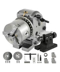 Badass Heavy Duty Dividing Head Indexing Kit With 4 Inch Three Jaw Chuck Mt2 Tailstock For Cnc Milling Grinders showing detailed components.