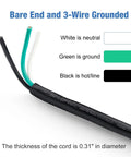 10ft 18 Gauge 3 Prong Heavy Duty Replacement Power Cord Cable For Universal AC Appliances NEMA 5-15P To Bare End SJT 18AWG 10A 300V VW-1 105C Rated Durable Flex US Plug, three-wire bare end