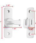 Dead Simple Matte White Gate Lock For Aluminum Barn Doors Seamless 90 And 180 Degree Angle Mounting hardware dimensions 2.97x0.89 inches.