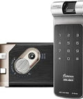 Fingerprint Biometric Rim Lock With Vertibolt Tech, Voice Guided Access, featuring keypad and strong uni-body build