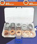 80 Pack Flat Copper Washers Seal Gasket Kit With Storage Box For Sump Drain Plugs And Fasteners Universal Fit Auto Heavy Duty Dang Good Stops Spills Heat Proof Premium Grade Copper Seals For Quick Car Fixes Routine Maintenance On Any Ride Today. 80-pack copper and aluminum washers in organizer box