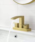 8 Inch Widespread Bathroom Faucet With Two Handles Matte Black Finish Dope Modern Look SUS304 Stainless Steel Waterfall Sink Faucet For 3 Hole Installation Rustproof Corrosion Resistant Durable Bath Vanity Accessory showcasing water flow