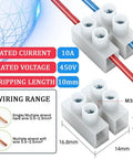 10 Pcs Screw Terminal Block 2 Position Wire Connectors Quick Connect Terminal 450V 10A Clamp Wire Terminal Wiring for DIY projects