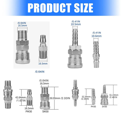 Leakproof Threaded Pneumatic Releases Coupler for Smooth Airflow and Quick Connect Air Tool Fittings High Quality Pneumatic Components for Reliable Tool Free Setup, 16.5mm size