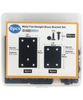 Tough As Nails Stainless Steel Mending Plates 8 Pack heavy duty brackets and screws for quick wood repair in storage case.