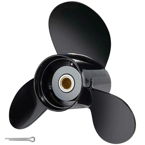Beefy Aluminum Boat Outboard Propeller For BRP Johnson Evinrude OMC Stern Drives Right Hand Rotation Diameter Thirteen And Three Quarter Inch By Fifteen Inch Pitch 13 Spline Fits 40 To 140HP Evinrude Engines Reference 765182, 3-blade design