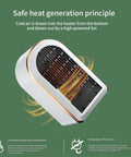 Under Desk Space Heater For Office And Bedroom Quiet No Fuss Portable Fast Heating PTC Ceramic Warmer With Overheat And Tip Over Protection Two Modes Energy Efficient shown on green background