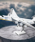 An-225 Transport Aircraft Building Blocks Set 1 135 Scale with 1728 Pieces on display stand background