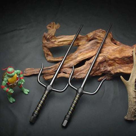Rugged Octagon Metal Sai 15 Inch with Nickel Finish Anti Slip Damping Rubber Bandage Grip No Sharp Edges for Martial Arts