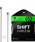 Pro Slick Shifter Cable For Shimano And SRAM, 2100mm Length, rainbow finish, with packaging and cable end caps visible