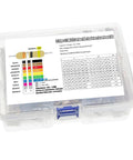 Resistor kit in clear plastic case with color-coded carbon film resistors, 3120 pieces, 1 ohm to 10 megaohm, 1/4W, 5%