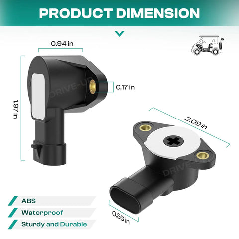 RXV Electric Golf Cart Accelerator Position Sensor Replacement for 2008 and Up Carts OEM 600019 Compatible Easy Install Snappy Throttle Response and Reliable Performance, black ABS sensor dimensions