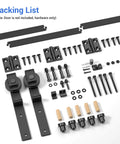 40 Inch Bi Folding Sliding Barn Door Hardware Kit For Two Doors With Smooth Quiet Operation, Black Track J Shape Rollers