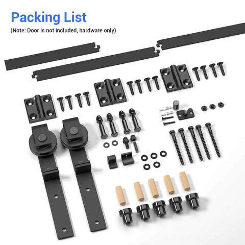 40 Inch Bi Folding Sliding Barn Door Hardware Kit For Two Doors With Smooth Quiet Operation, Black Track J Shape Rollers