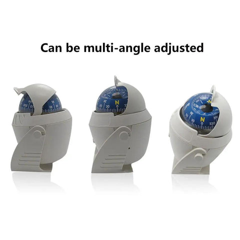 Can be multi-angle adjusted Illuminated Marine Compass With Incandescent Light For Night Navigation, Rugged ABS Housing, Adjustable Magnetic Declination, Easy Readout For Boatin’ And Sailin’ In Low Light.