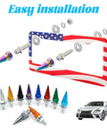 4 Pack Anti Theft Aluminum Alloy License Plate Screws For Front And Rear Mounting, Built Tough Vehicle Frame Fasteners Bolts shown with colorful options