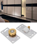 Two Sets 30mm Sliding Door Roller Wheels With Brackets Heavy Duty Stainless Steel Pulley Set For Closet Wardrobe Doors Replacement Top Mount Sliding Hardware Kit For Smooth Quiet Operation