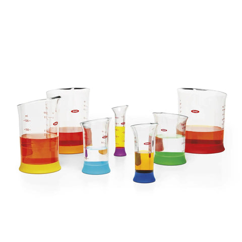 Go-To Nesting Measuring Beaker Set 7 Pieces Multicolored Kitchen Must-Have For Measuring Liquids Like Water Milk Oil Vinegar Stock