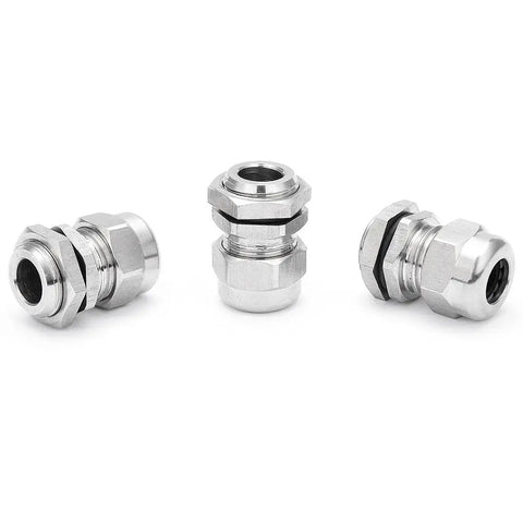 Beefy Industrial Grade Stainless Steel Waterproof Cable Gland PG9 For 4 To 8mm Cables Adjustable Clamp Pack of 3 for machinery control boxes