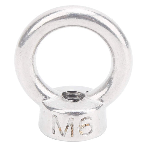 Beefed Up Heavy Duty Lifting Eye Nut Set M6 Stainless Steel 304 Eye Bolts With Full Threads For Cable Rope Hoisting And Lifting Applications 10 Pieces Industrial Hardware Kit close-up, M6 stainless steel eye nut