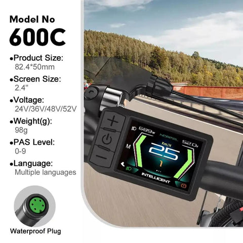 600C Electric Bike Display Panel Waterproof Meter Control Unit Plug And Play Replacement For 24V To 52V Systems screen