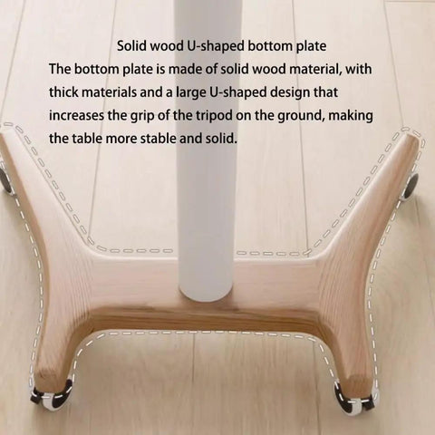Solid wood U-shaped bottom plate of the No Drama Roll Mobile Standing Desk, enhancing stability for portable use.