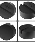 DEDC universal jack stand pad adapter pinch weld side frame rail protector, round black plastic cap, 2-pack