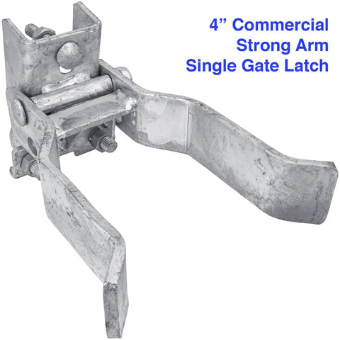 Single Gate Latch With Strong Arm Sentry Style, Commercial Grade, Hot Dip Galvanized Steel, Easy Install, Fits 4-Inch Fence Posts