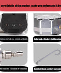 Pro Grade Pneumatic Steel Strapping Machine Featuring Heavy Duty Tensioner Cutter Sealer And Handheld Banding Tool detailed parts including stainless steel lock and air connector.