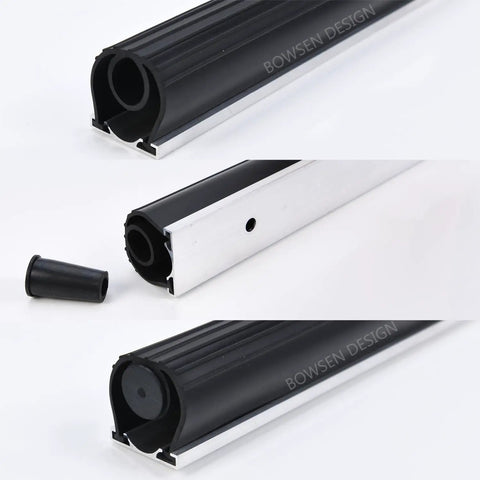 Heavy Duty U O Ring Garage Door Bottom Seal Weatherstrip Kit With Aluminum Track Retainer, 10 ft, black rubber seal