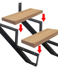 Two Step Steel Stair Frame For Outdoor Decks Nineteen Point Two Inch Rise Built Tough Metal Stair Stringer Frame with wood steps.