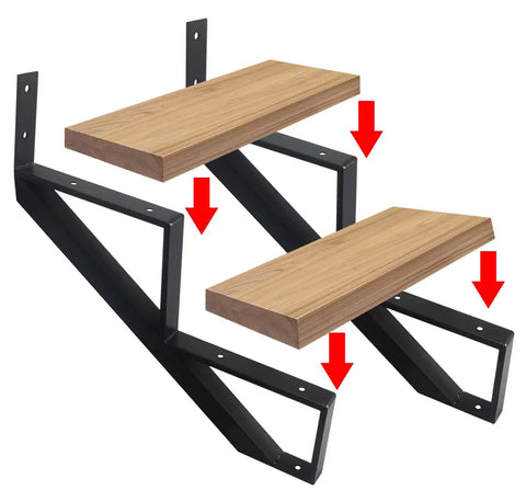 Two Step Steel Stair Frame For Outdoor Decks Nineteen Point Two Inch Rise Built Tough Metal Stair Stringer Frame with wood steps.