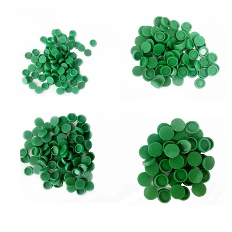Green plugs from Pro Grade Aluminum Linear Guide Rail Dust Covers and Screw Hole Plugs for DIY 3D Printers CNC Lasers Workbenches and Furniture Anodized Finish for Smooth Long Lasting Protection 50 Pack