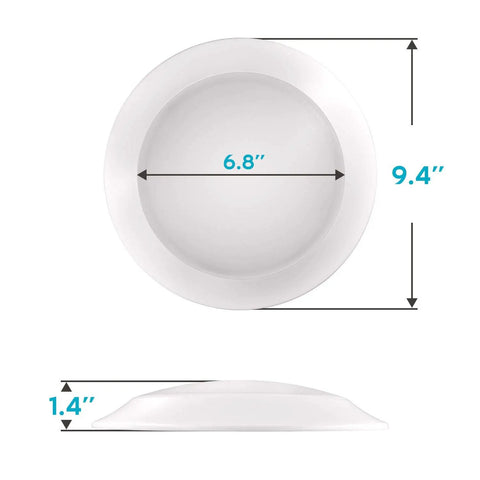 Top and side view of 8 Inch Flush Mount LED Disk Lights 3 Color Selectable 3000K 4000K 5000K Wet Rated Dimmable Low Profile Ceiling Light ETL Listed Pack Of 4 Energy Efficient Sleek Surface Mount Lighting For Kitchen Hallway Bedroom Bathroom And Living Areas with dimensions