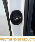 Close-up of car door latch with 40Pcs Universal Fit Car Door Shock Absorber Pads Rubber Buffer Damper Deadener for Noise Reduction.
