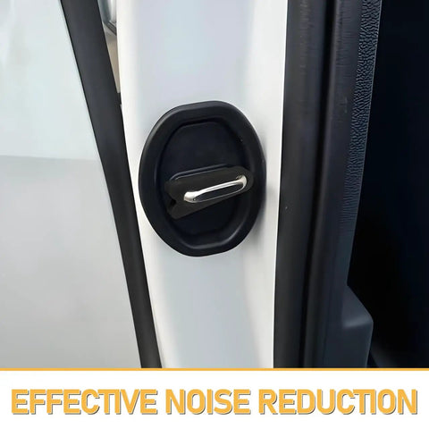 Close-up of car door latch with 40Pcs Universal Fit Car Door Shock Absorber Pads Rubber Buffer Damper Deadener for Noise Reduction.