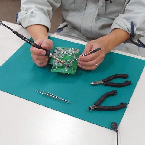 tonchean rubber ESD soldering mat roll, green, 23.7 by 118 inches, for PCB repair.