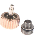 7mm Watch Crown Replacement Kit with Long Stem, rose gold finish and metal parts, pro grade tool for quick on-the-go watch repairs
