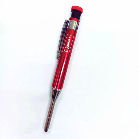 No Nonsense Metal Mechanical Carpenter Pencil With Smooth Glide Action Built In Precision Sharpener, red casing, 42mm, jobsite essential.