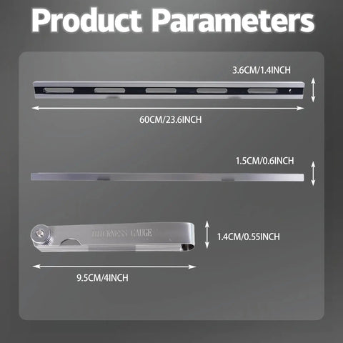 Pro Grade 24 Inch Machinist Precision Straight Edge For Cylinder Heads And Engine Blocks, size chart with 60cm and 1.4in dimensions