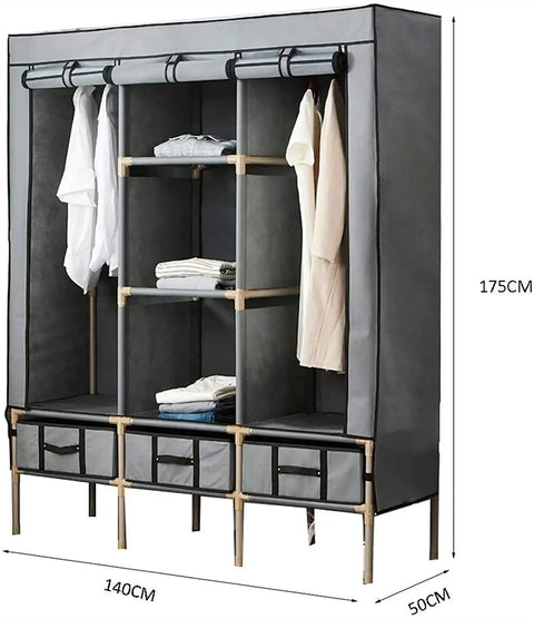 No Sweat Heavy Duty Portable Closet Organizer With Rugged Hanging Rod And Canvas Shelves For Spacious Standing Wardrobe Storage Quick Snap Assembly Tough Clothes Rack Killer Space Saver