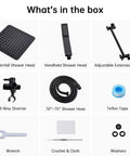 All Metal 8 Inch Dual Square Shower Head With Handheld Combo Built To Last Rain Shower Head With Adjustable Extension Arm 3 Way Diverter 71 Inch Hose Oil Rubbed Bronze Finish Stainless Steel Brass Construction - Box Contents