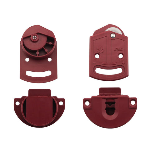 16 Pieces Plastic Red Cabinet Sliding Door Pulley With Screws Wardrobe Roller Track Gear Panel Interior Kit For Furniture