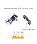 Heavy Duty Side Release Buckles For Bike Helmets Five Eighth Inch Plastic Quick Release Clips Clasp Replacement showing dimensions